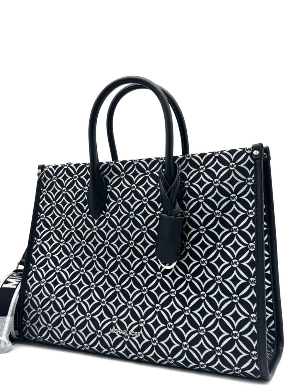 Michael Kors Medium Mirella Tote Bag Black/Silver